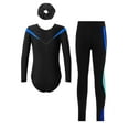 thumbnail image 2 of TTAO Gymnastics Dance Outfits for Girls 3PCS Ballet Leotard with Leggings Set Skating Costume Tank Biketard Blue 6, 2 of 7