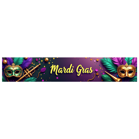Mardi Gras Party Banner Decorations Feather Mask Backdrop for Celebration Photography Props Carnival Event Supplies Festive Green Purple Theme Decor