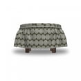 thumbnail image 4 of Abstract Ottoman Cover, Ogee Circular Duo-Tone, 2 Piece Slipcover Set with Ruffle Skirt for Square Round Cube Footstool Decorative Home Accent, Standard Size, Olive Green Off White, by Ambesonne, 4 of 5