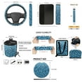 thumbnail image 7 of Jeiento Blue Leopard Print Car Seat Cover Full Set with Steering Wheel Cover Seat Belt Pads Trash Bin Air Vent Organizer Rear View Mirror Cover Coasters Key Chain Universal Fit for SUV Sedans, 7 of 7