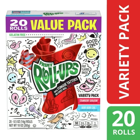 Fruit Roll-Ups Fruit Flavored Snacks, Variety Value Pack, 0.5 oz, 20 ct