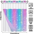 thumbnail image 6 of Ikfashoni Ocean Beach Hookless Shower Curtain with Snap in Liner, Pink Mermaid Girls Glitter Waterproof Fabric Mesh Window Bathroom Curtain, 71"X74", 6 of 6