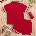 thumbnail image 5 of Ulanda Toddler Baby Boys Clothes Summer Outfits Polo Shirt Shorts Set 2Pcs Boys Clothing Sets 12 Month-5T (Red, 6-9 Months), 5 of 5