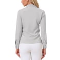 thumbnail image 3 of INSPIRAR CHIC Blusas de Manga Larga para Mujeres Chifón Plisado con Cuello de Lazo Camisa de Oficina Talla S Gris Claro, 3 of 6