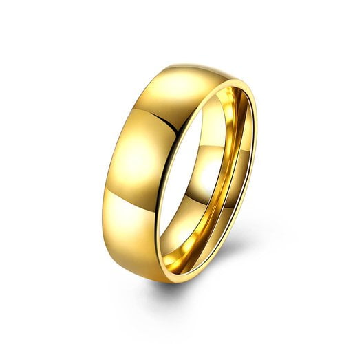 6mm Wedding Band Women Mens Gold Stainless Steel Ring by Ginger Lyne ...