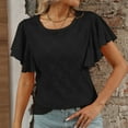 thumbnail image 4 of Womens Summer Tunic Tops Trendy Ruffle Short Sleeved Crew Neck T-Shirts Casual Flowy Classic Fit Blouses Outfit Workout Clothes, 4 of 8