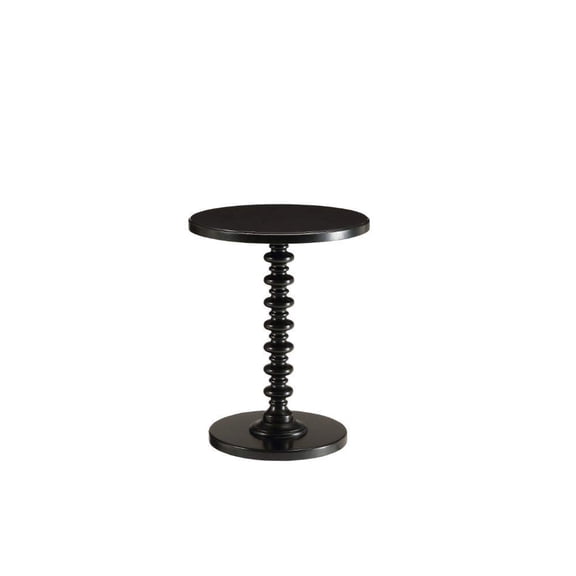 Side Table In Black - Mdf, Solid Wood Leg Black