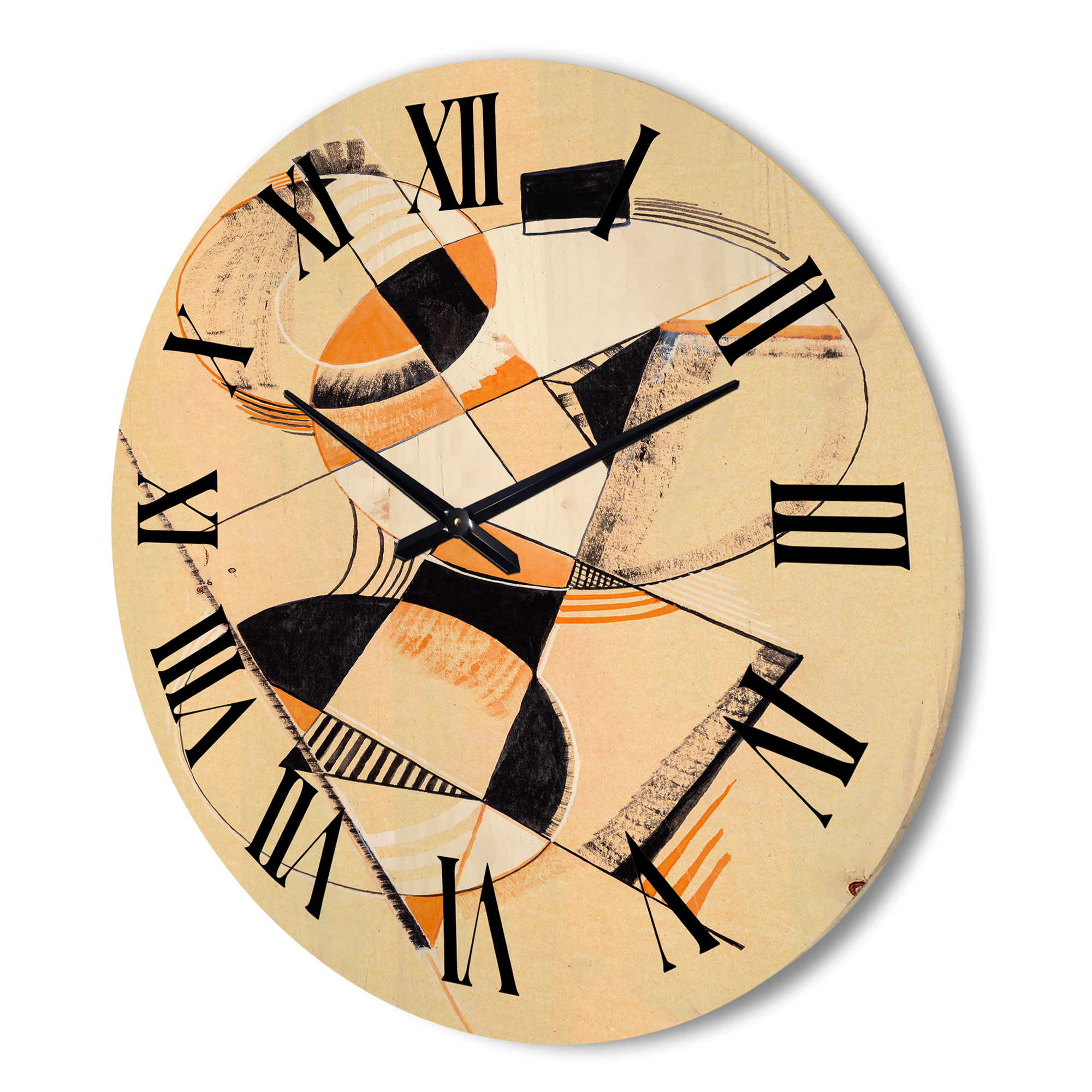 Designart 'Abstract Compositions Of Colored Geometric V' Modern Wood Wall Clock
