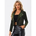 thumbnail image 2 of Chaqueta de motociclista Allegra K terciopelo Ejercito Verde L, 2 of 5