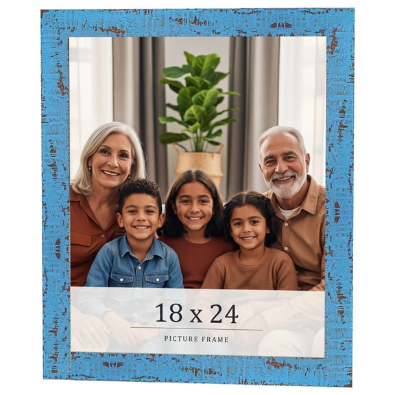 18x24 Frame Blue Solid Wood Picture Frame Width 1.125 Inches | Interior Frame Depth 0.5 Inches |