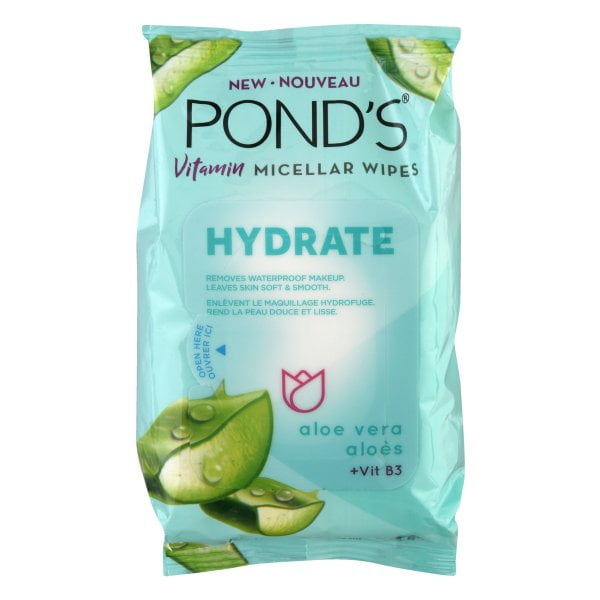 Pond's Vitamin Micellar Wipes For Dry Skin Hydrate Aloe Vera Removes