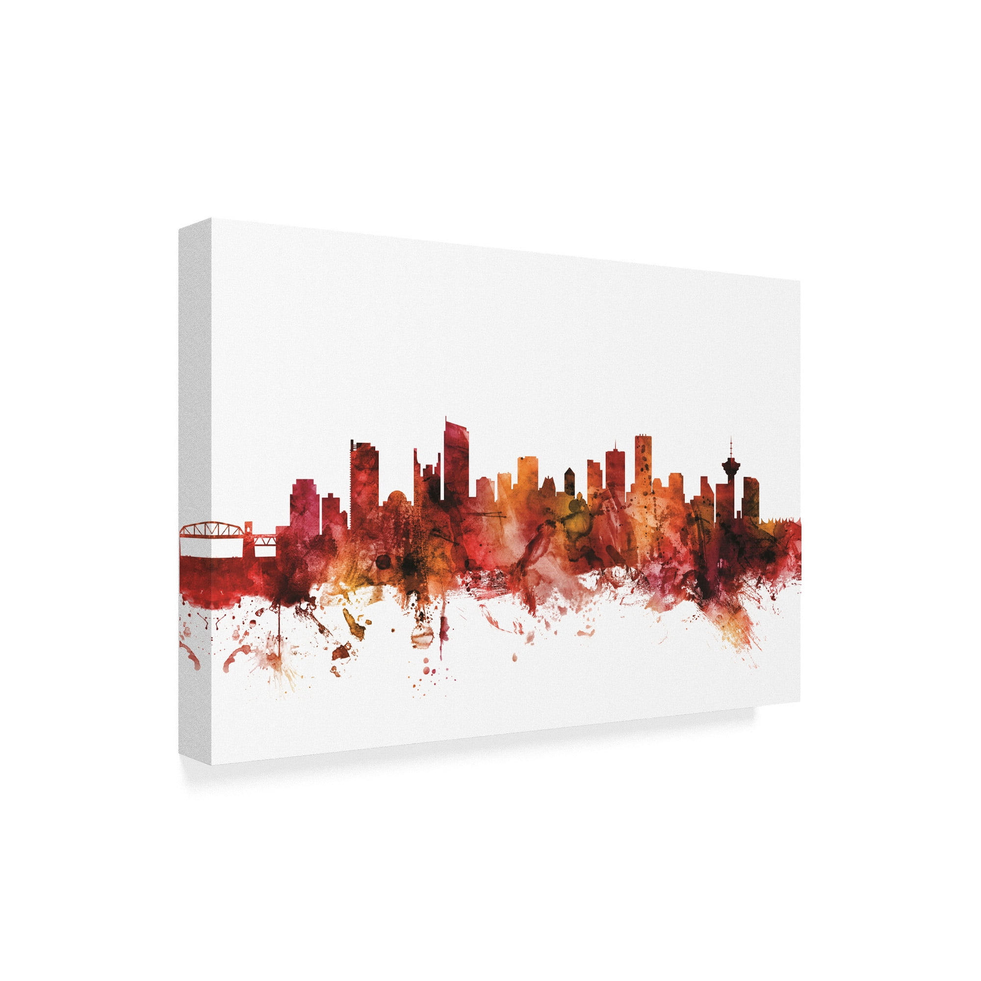 Trademark Fine Art 'Vancouver Canada Skyline Red' Canvas Art by Michael Tompsett