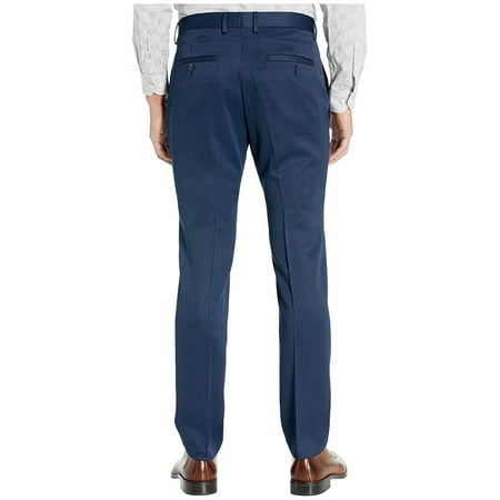 Kenneth Cole Mens Slim fit Dress Pants 36 / 30 Navy Blue Solid Stretch