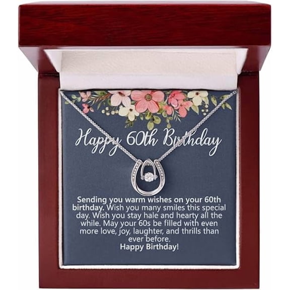 60th Birthday Gifts For Women, 60th Birthday Gifts For Mom, 60th Birthday Gifts For Women Necklace, 60th Birthday Gifts For Her with Messege Card