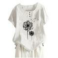 thumbnail image 2 of Chemises à Manches Courtes pour Femmes Hauts d'Été Tendance 2023 Mode Femme Col Rond Blouse à Manches Courtes T-Shirt Imprimé Hauts Amples, 2 of 5