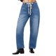 thumbnail image 5 of Pantalones vaqueros de pierna ancha for mujer, cintura alta, elásticos, pierna recta, holgados, con cordón, 5 of 6