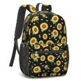 thumbnail image 2 of Sunflower and Butterfly Black Pattern 17" Waterproof Oxford School Backpacks for Teens, S-Shape Padded Straps, for School, Travel, Hiking, Camping, 2 of 5