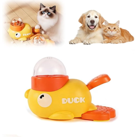 Feeding Duck Toy – Interactive Dog & Cat Treat Dispenser, Slow Feeder with Button, Puzzle Toy for Small/Large Pets