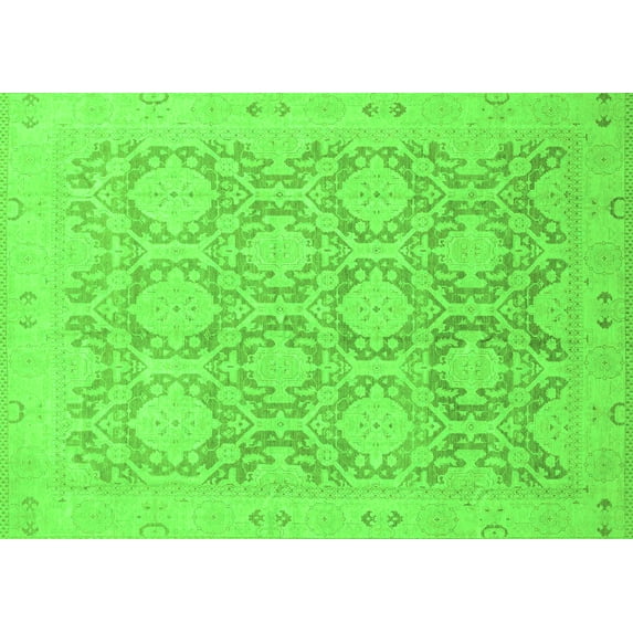 Ahgly Company Indoor Rectangle Oriental Green Traditional Area Rugs, 2' x 5'