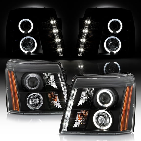 AKKON - For Cadillac Escalade Black DRL Daylight LED Strip Factory HID Type Projector Headlights