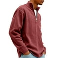 thumbnail image 4 of Nokdvo Men Quarter Zip Pullover Sherpa Corduroy Sweatshirts Stand Colla Long Sleeve Pullover Tops Ribbed Loose Casual Sweater,Wine 2XL, 4 of 6