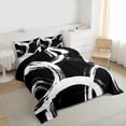 thumbnail image 3 of Homewish Graffiti Stripe Circular Bedding Comforter Set,Abstract Geometric Desgin Twin Comforter Sets,Black White Bedding Set For Boys Kids,Breathable Home Decor Reversible,2pcs, 3 of 8
