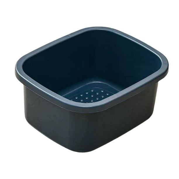 Cuenca de baño de pies, cubo de pie, tazón de pedicura multifuncional portátil para remojar la bañera de remojo de los pies para la pedicura del baño azul oscuro s