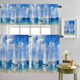 thumbnail image 4 of Summer Ocean Sailing Boats Curtain Tier and Valance Set 3 Piece, Blue Sky Oil Painting Art 3-inch Rod Pocket Window Tier Curtains Valance for Kitchen Living Room, 4 of 9