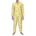 thumbnail image 3 of Salouo Daisies Flowers Print Button-Front Long Sleeve Pajama Set for Men, Soft 2Pjs Men's Long Sleeve Sleepwear-XX-Large, 3 of 7
