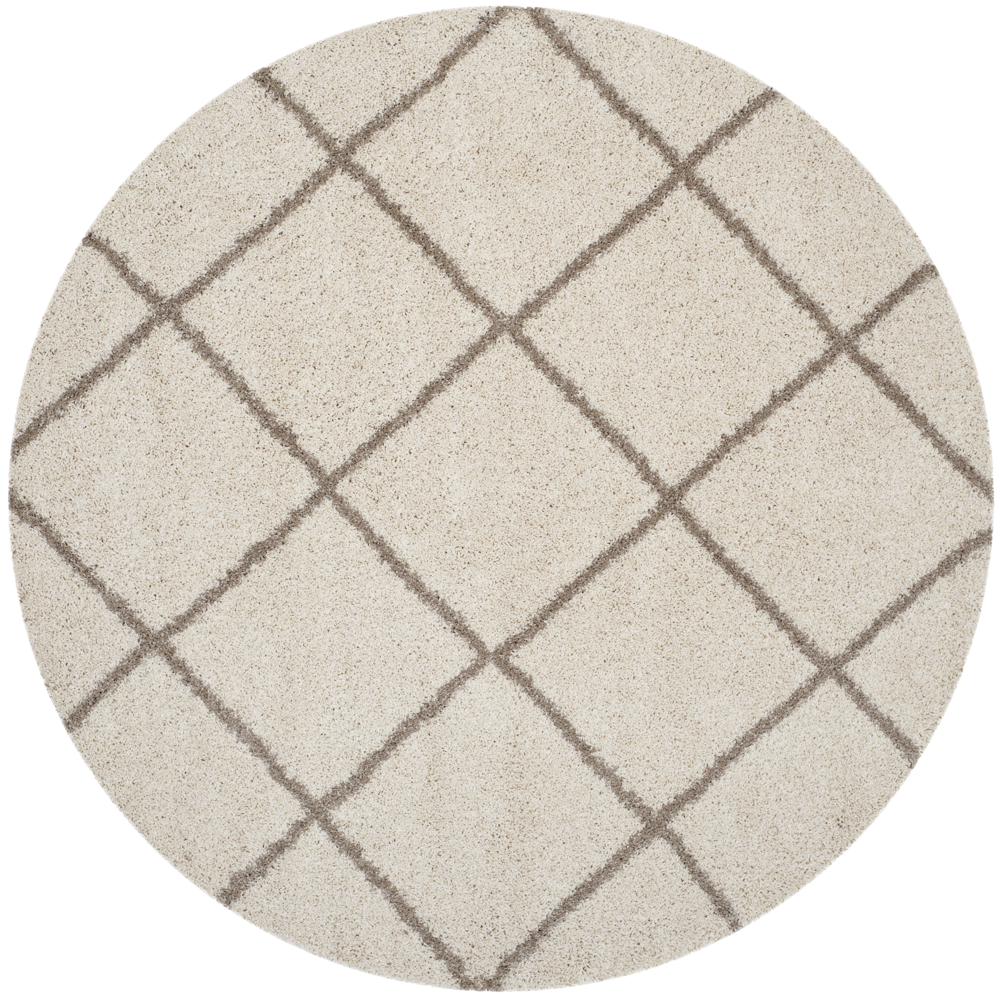 Safavieh Hudson Amias Geometric Shag Area Rug, Ivory/Beige, 4' x 4' Round
