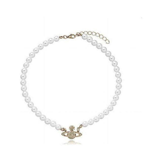 Conjunto de collar de perlas 2PCS, collar de perlas artificiales, gargantilla de perlas