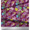 thumbnail image 2 of Soimoi Pink Satin Silk Fabric Text,Lips & Heart Decor Fabric Printed Yard 42 Inch Wide, 2 of 3