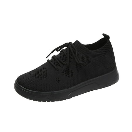 

AnuirheiH Women Shoes Lace Up Sneakers Color Solid Color Shoes Plus Size Sports Casual Shoes On Sale