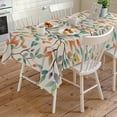 thumbnail image 4 of Teal Orange Eucalyptus Rectangle Tablecloth, Spring Botanical Leaves Waterproof & StainResistant Tablecloth, Washable Oil-proof Table Cover for Dining/Party/Wedding/Camping/Buffet 60x120 In, 4 of 9