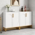 thumbnail image 3 of Modern Sideboard Buffet Storage Cabinet With Adjustable Shelves White Finish, Faux Marble Top Accent Cabinet For Living Kitchen Dining Room, 3 of 5