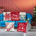 thumbnail image 5 of 4Pcs Outdoor Christmas Pillows, Red Christmas Throw Pillows, Snowflakes Merry Christmas Let it Snow Deer Christmas Pillow Cases Holiday Pillow Covers 18x18 for Winter Home Decorations, 5 of 6