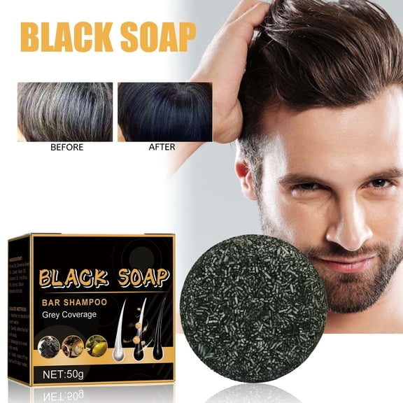 Dark Hair Soap 50g, Cleansing Bar for Hair, Helps Enhance Natural Hair Color & Shine, Gentle Formula for Daily Use