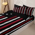 thumbnail image 3 of Erosebridal American Flag Zipper Queen Comforter Set with Fitted Sheet and 2 Pillowcases,Vintage Stars Print Zipper Bedding Set For Boys,Black Reversible,4-Piece, 3 of 7