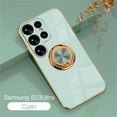 thumbnail image 1 of ELEHOLD for Samsung Galaxy S23 Ultra Slim Case Electroplating Frame Design All-inclusive Lens Protection Metal Ring Holder Stand Function Shockproof Lightweight Case,Mint, 1 of 7