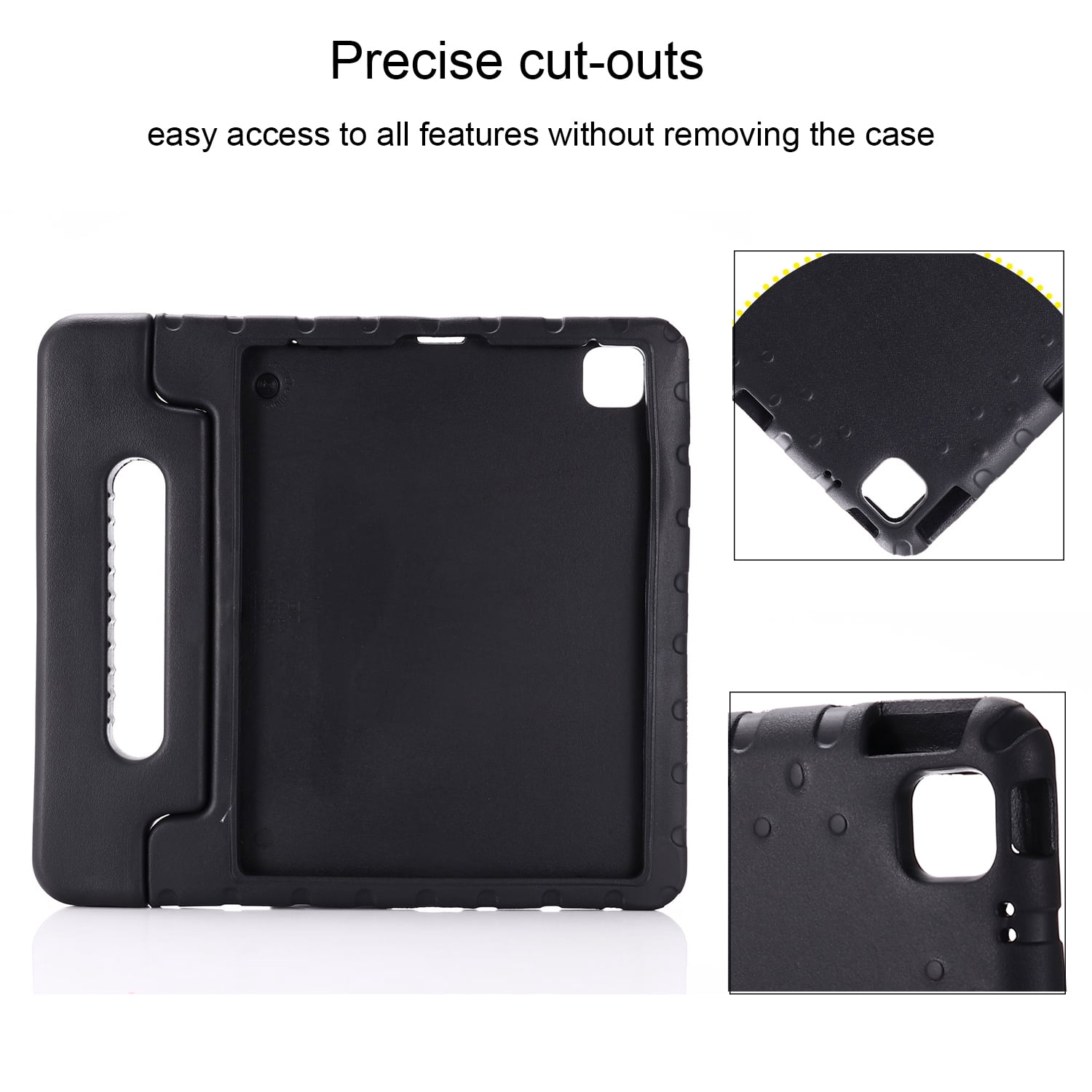 Cowithday Kids Case for Apple iPad Pro 12.9 inch 2022/2021/2020/2018 (6th/5th/4th/3rd Generation) with Pencil Holder/Rotating Kickstand Swivel Handle EVA Foam Shockproof Rugged Flip Stand Cover, Black