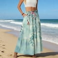 thumbnail image 5 of LWavelet Women's Floral Print Tiered Maxi Skirt, Elastic Waist with Pockets, Boho Summer & Beach Long Skirt Mint Green S, 5 of 6
