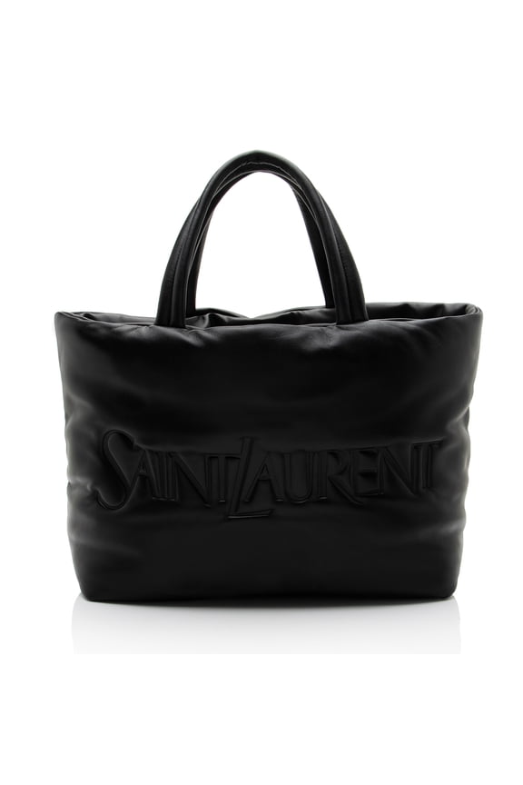 Pre-Owned Saint Laurent Puffed Leather Logo Shopping Tote