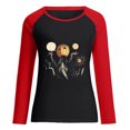 thumbnail image 4 of Moda mujer primavera patchwork impreso manga larga cuello redondo casual tee tops Pompotops FGAJ4811, 4 of 5