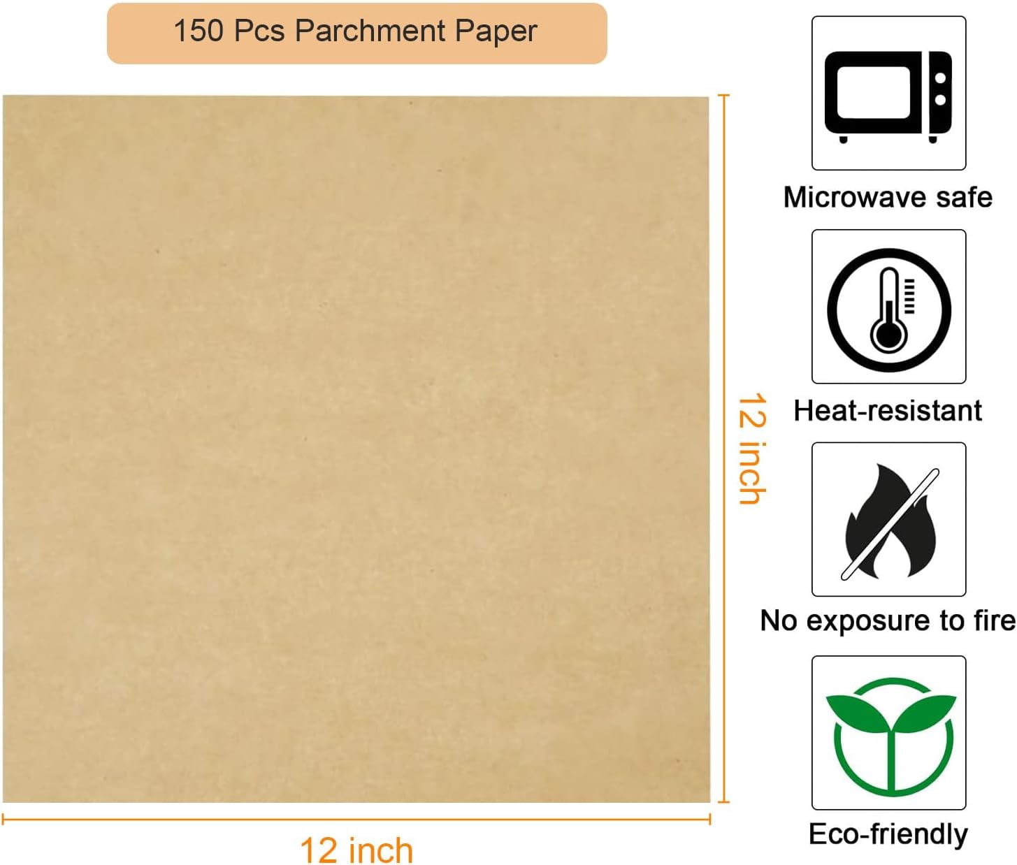 150 Pcs Wax Paper Sheets Sandwich Wrapping Paper，12" x 12" Greaseproof Wrap Paper Parchment Papers Air Fryer Disposable Paper Liner Food Basket Liners for Outdoor Picnic, Churches, Home Party