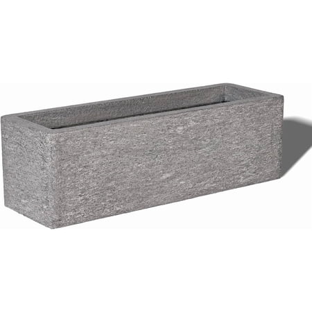 24 Inch Rectangular Concrete Planter,Durable All-Weather Use with Drainage Holes,Large Rectangular Planter for Outdoor Indoor Plants
