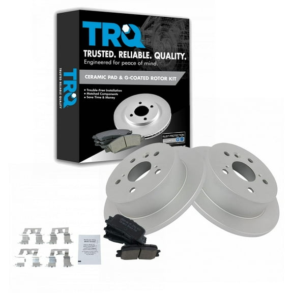 TRQ Rear Brake Pad & Rotor Kit Brake Pads Brake Rotor Ceramic Premium G-Coated Fits Select 2002-2003 Lexus ES300 2004-2006 ES330 2002-2006 Toyota Camry