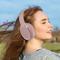 Q11i Wireless Over-Ear Bluetooth Headphones by Ruroz, Deep Bass, 60H Playtime, Hi-Res Audio, Detachable Ear Cushions, Multipoint Connection - Pink