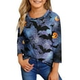 thumbnail image 2 of Abcomgle Halloween Shirts for Girls Size 14-16 Spooky Bat Spider Graphic T Shirts for Girls Crewneck 3/4 Sleeve Shirts for Kids Girls Fall Funny Scary Tee Top Girls,13-14Years, 2 of 5