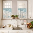 thumbnail image 3 of Ocean Beach Curtain Valances Set Hand-Painting Abstract Beige Beach Blue Sea Turtle Kitchen Curtains 36&nbsp;inch Length Rod Pocket Valance and Tiers 3 Piece Set Small Bedroom Bathroom Laundry Decor, 3 of 9