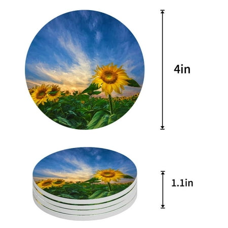 

KXMDXA Dandelion You Just Like Sunshine Warm and Bright Set of 8 Round Coaster for Drinks Absorbent Ceramic Stone Coasters Cup Mat with Cork Base for Home Kitchen Room Coffee Table Bar Decor